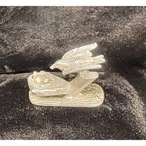 Vintage Cuteri Pewter Bird on Nest with Babies